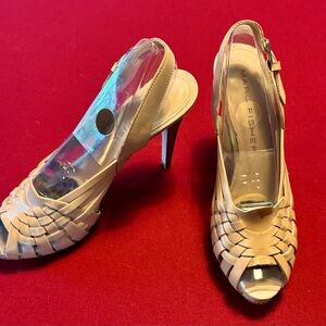 Marc Fisher women's woven leather,heeled sandals.